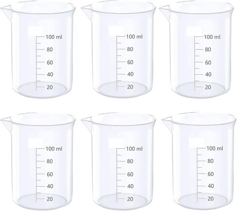 8Pcs 3.4 Oz Transparent Lab Measuring Cup 100ml Liquid Measuring Plastic Graduated Beaker Transparent for Lab Kitchen liquids (8pcs-100ml/3.4oz) in Saudi Arabia