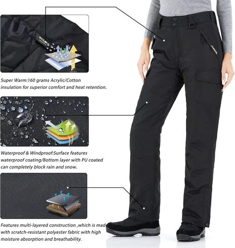 سراويل WULFUL النسائية المعزولة للتزلج على الجليد مقاومة للماء للشتاء والتزلج على الجليد in Kuwait