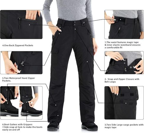 سراويل WULFUL النسائية المعزولة للتزلج على الجليد مقاومة للماء للشتاء والتزلج على الجليد in Kuwait