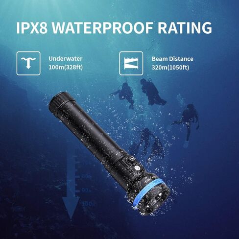 XTAR D26 2500 Lumens Scuba Dive Light Waterproof Diving Torch Submarine Diving Lights Underwater 100 Meters Cave Wreck Diving Flashlight in Kuwait