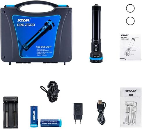 XTAR D26 2500 Lumens Scuba Dive Light Waterproof Diving Torch Submarine Diving Lights Underwater 100 Meters Cave Wreck Diving Flashlight in Kuwait