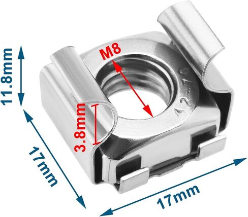 20pcs M8 Cage Nuts 304 Stainless Steel Nuts Assembly Kit for Network Cabinets Server Cabinets Electronics Casings Racks Silver in Kuwait