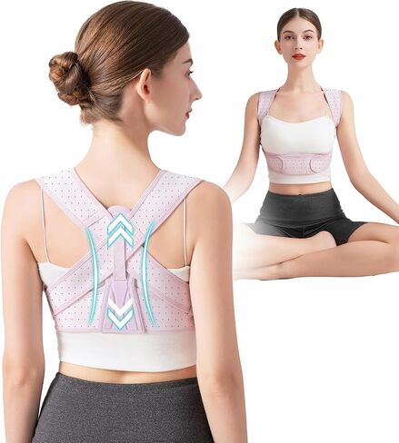 Posture Corrector For Women, Adjustable Back Brace For Posture, Back Posture Corrector Providing Pain Relief From Lumbar, Neck, Shoulder, And Clavicle, Back (S/M Upper Waist 25-36 Inch) in Saudi Arabia