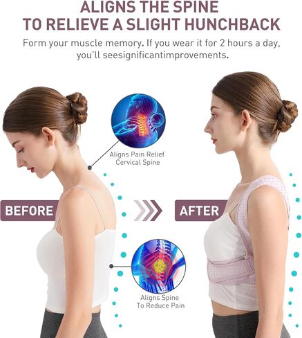 Posture Corrector For Women, Adjustable Back Brace For Posture, Back Posture Corrector Providing Pain Relief From Lumbar, Neck, Shoulder, And Clavicle, Back (S/M Upper Waist 25-36 Inch) in Saudi Arabia