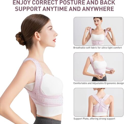 Posture Corrector For Women, Adjustable Back Brace For Posture, Back Posture Corrector Providing Pain Relief From Lumbar, Neck, Shoulder, And Clavicle, Back (S/M Upper Waist 25-36 Inch) in Saudi Arabia