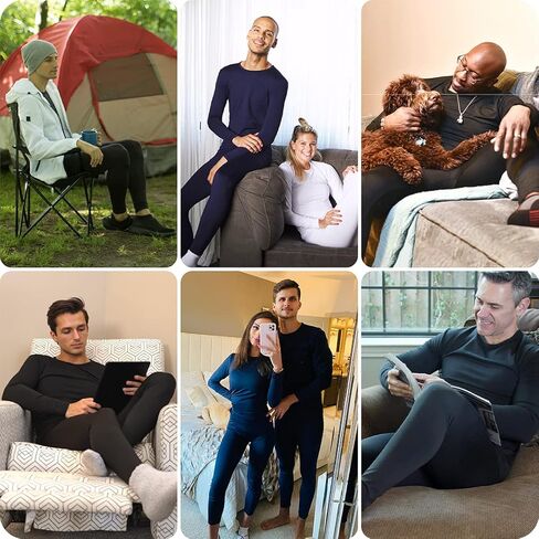 مجموعة Thermajohn Long Johns + قيعان مقاس M مجموعة سوداء قيعان بيضاء in Kuwait