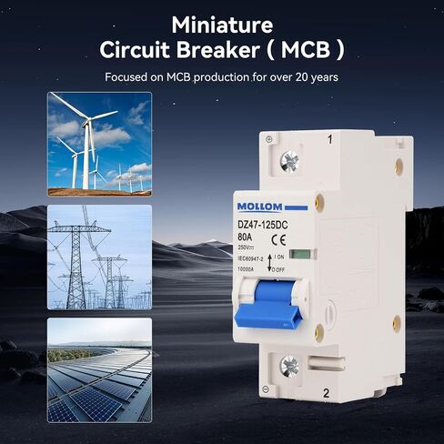 DC 1 Pole Miniature Circuit Breaker, 250V 100Amps, C100 Scene Visualization Custom MCB Thermal Magnetic Trip, 6KA Breaking Capacity DC Disconnect Switch for Solar PV System in Saudi Arabia