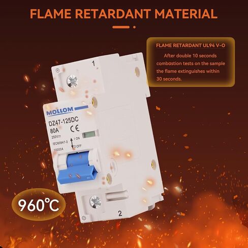 DC 1 Pole Miniature Circuit Breaker, 250V 100Amps, C100 Scene Visualization Custom MCB Thermal Magnetic Trip, 6KA Breaking Capacity DC Disconnect Switch for Solar PV System in Saudi Arabia