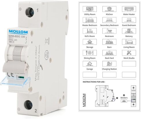 DC 1 Pole Miniature Circuit Breaker, 250V 100Amps, C100 Scene Visualization Custom MCB Thermal Magnetic Trip, 6KA Breaking Capacity DC Disconnect Switch for Solar PV System in Saudi Arabia