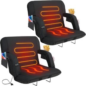 Heated Stadium Seats for Bleachers with Back Support, 3 Levels Heated Bleacher Seat with Backrest, Portable Heated Stadium Chairs with Back and Cushion for Outdoor Sports