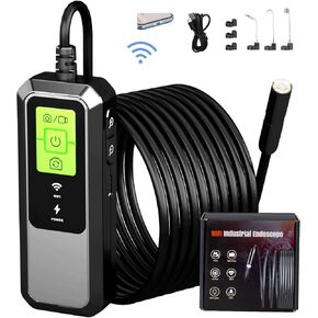 Wireless Endoscope Inspection Camera, 1920P HD Borescope Tools with 8 Adjustable LED Lights, Snake Camera with 16.4ft Semi-Rigid Waterproof Industrial Repair Gift Men for iOS and Android