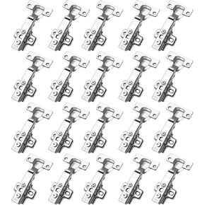 20 Pairs Full Overlay Soft Close Cabinet Hinges Silent Hydraulic, Heavy-Duty Frameless European Concealed Hinges, Crash Prevention Cupboard Heavy Door Replacement, Clip-On Plate (20, Full Overlay)