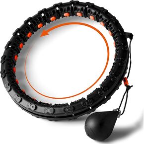 SQUATZ Exercise Hula Hoop for Adults Weight Loss - Weighted Hula Hoop for Workout, Adjustable & Detachable Weighted Rubber Ball Hula-Hoop Suitable for Women and Beginners, 22 Detachable Links, 15 Inch