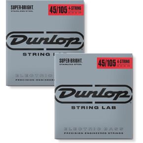 Briskdrop Dunlop DBSBS45105 Super Bright Bass Strings, Stainless Steel, Medium, 045-.105, 4 Strings/Set (2 Pack)