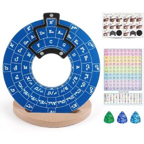 Circle of Fifths Wheel Guitar Accessories with Melody Chord Chart Music Theory Book, Progression Wheel for Musical Learning (Dark blue)