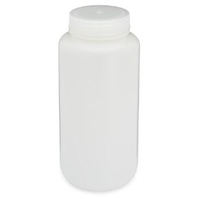 Diamond Essentials Bottle, Wide Mouth, Round, HDPE, 1000mL, Bulk Packed, Bottles and Caps Packed Separately, 50/Case