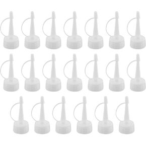 JCBIZ 20pcs Precision Tip Applicator Caps Replacement Transparent Plastic 24 Threads Dispensing Caps for Squeeze Bottles Glue Bottles, Painting, Crafts Repair