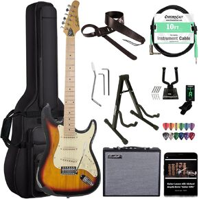 Sawtooth Candy Apple Red ES Series Electric Guitar w/Pearloid White Pickguard - Includes: Accessories, Amp & Gig Bag