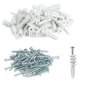 140 Pcs Self Drilling Drywall Anchors and Screw Kit,Self-drilling Dry Wall Anchors and Screws Kit,Heavy Duty Plastic Wall Anchors for Drywall & #8 x 1-1/4" Self-Tapping Drywall Screws Fasteners