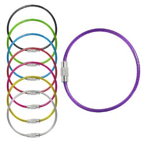 BokWin 20 Pcs Stainless Steel Wire Keychain,1.5mm-5.9 Inch Metal Wire Ring for Luggage Tag Loops Cable Loop Ring(Multi-Color)