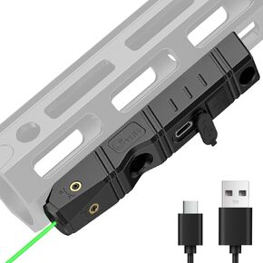 CVLIFE Rechargeable Laser Sight for Rifle, Green/IR/Red Laser Sight Compatible with M-Lok Rail, Tactical Visible Green Red Laser Beam, Invisible Infrared Laser Beam for Night Vision