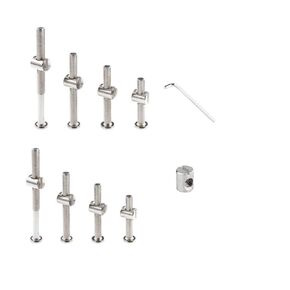 32Set Baby Bed Frame Bolts，Crib Screws Hardware Replacement Kit-M6x12mm/16mm/25mm/35mm/45mm/55mm/65mm/75mm Hex Drive Socket Cap Screws Barrel Nuts. (Silver)