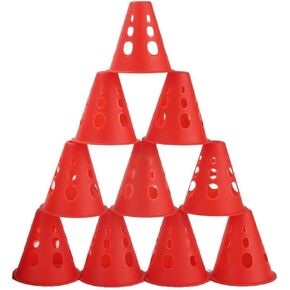10 Pcs Roller Barricades Cones,Inline Roller Skating Cones Pile Cup Roadblocks Traffic Road Cones Set,Roadblock Traffic Road Cones for Roller Skating and Skate Practice (Red,One Size)