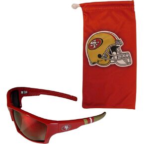 Siskiyou Sports NFL San Francisco 49ers Unisex Edge Wrap Sunglass and Bag Set, Team Colors, One Size (FESG075EB-R)