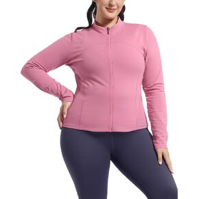 Women Athletic Track Scrub Jacket Slim Fit Shirts Full Zip Lightweight Top Workout Running Hiking Yoga
