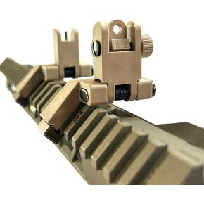 Tan 45 Degree Offset Flip Up Sight | Low Profile Design Rapid Transition Front and Rear flip up Sights (Dark Earth 45 Degree Sight)