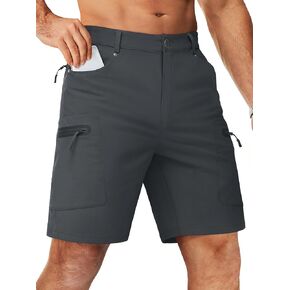 TACVASEN Men's Hiking Cargo Shorts 10" with Zipper Pockets Men's Tactical Shorts Stretch Waist Casual Shorts Golf Outdoor in Kuwait