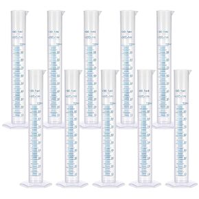 100ml Graduated Cylinder Plastic Transparent Measuring Cylinder, 2-Sided Marking Clear Plastic Cylinder Lab Cylinders Science Measuring Cylinder for Home School Laboratory Supplies(10 Packs)