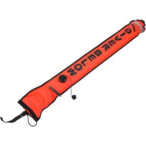 5Ft SMB Surface Safety Signal Buoy Marker Buoy Inflatable Tube Sausage Submersible Scuba Diver Accessory with High Visibility Reflective Strip for Underwater Diving Snorkeling (Red) Diving Safety