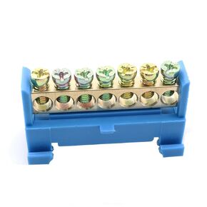 1pcs Terminal Block Terminal Bus Bar 7 Positions Screw Brass Terminal Grounding Strip Block DIN Rail Type Bottom Seat