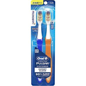 Oral-B Pulsar Expert Clean Battery Toothbrush, Medium, Tooth Brush Pack of 2, (Packaging may vary), Oral Care