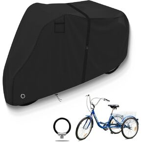 Adult Tricycle Cover/Electric Trike Cover, 600D Heavy Duty Oxford Cloth Tricycle Cover, UV Protection & Windproof, Waterproof Recumbent Trike Cover Replacement,Includes 1 x Adjustable Straps