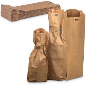 MT Products Brown Wine Paper Bags Quart Size - 4.5" x 2.5" x 16" Great Used as a Wine Bag or For Freshly Baked Goods - Pack of 100
