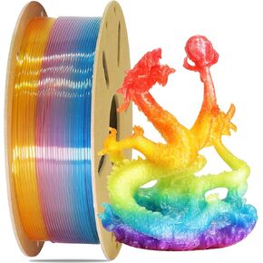 1.75mm PLA 3D Printer Filament Bundle: Glow in Dark Green/Blue/Purple/Rainbow, One Spool Clear Multi Colored, Each Spool 250g, Total 1.25Kg 3D Printing Material, 250g x 5 Spools Glow in Dark PLA