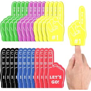 Sinmoe 36 Pcs Foam Finger Foam Hand Finger Mini Basketball Party Favors Sports Themed Birthday Supplies Football Baseball 1 Bulk Sports Party Favors for Football Soccer Team Cheerleader (Multi Colors)