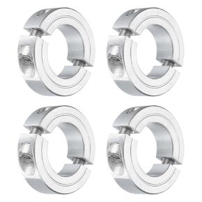 uxcell 4Pcs Double Split Clamp-On Shaft Collar for 1" Shaft, Two-Piece Clamping Collar 1-3/4" OD, 1/2" Thickness, Aluminum Alloy Set Screw Split Collar Clamp
