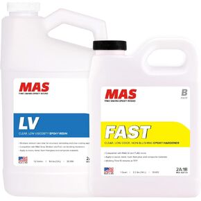 MAS Epoxies Marine Epoxy Resin Kit - High Performance 2:1 Clear Non-Blushing Self-Leveling Hardener for Boat and Wood Repair, Fiberglass Repair Kit with Cups and Pumps (Gallon, Slow) in Saudi Arabia