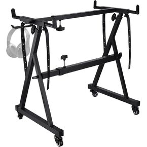 Zonon Piano Stand Keyboard Stand Digital Electric Piano Stand Z Style Heavy Duty Piano Stand for 88 Keyboard Adjustable Keyboard Stand Folding Black Wheel Fits 54, 61, 88 Keys Sturdy Musical Stand