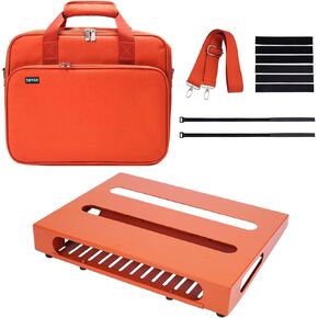 14" x 10.6" Guitar Pedal Board with Power Supply Cradle, Carrying Bag Included, Inspiring Orange (SPB-14OR)