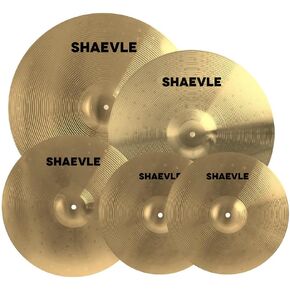 Cymbal Pack Alloy Cymbals Drum Cymbal Set 14"/16"/18"/20" 5 Pieces Cymbals for Drum Set, Golden