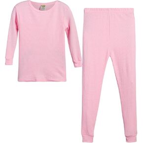 Sweet & Sassy Toddler Girls' Thermal Underwear - 2 Piece Cozy Thermal Top and Bottom Set - Thermals for Kids (Sizes: 2T-16), Size 4T, Medium Pink