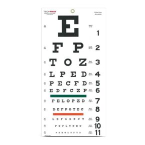 Dukal TEC TM3050 Tech-Med Snellen Eye Test Chart, Non-Reflective Matte Finish, 22" x 11"