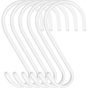 6 Pack 6 inch S Hooks for Hanging Heavy Duty, Large Vinyl Coated Closet S Hooks Non Slip Metal S Hooks for Hanging Kitchen Utensil Pot Pan Cups Clothes Jeans Towels Hats Bags Plants (Black)