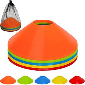 VOGRYE Disc Cones, 25/50/100 Pack, with Carry Bag, 5 Color, for Sports Training, Soccer, Football, Basketball, Coaching, Practice Equipment