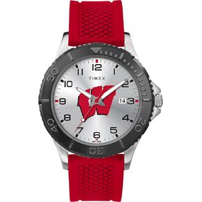 Timex Tribute Men's Collegiate Gamer 42mm Watch – Wisconsin Badgers with Red Silicone Strap