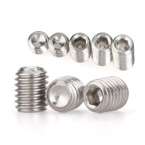 M3 x 7mm 100 Pcs Set Screws, Headless Concave End, Grub Screws with Internal Hex Drive, 304 Stainless Steel, Metric Thread, for Bathroom Fixtures, Towel Racks, Light Fixtures